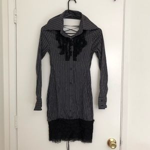 Black striped dress with lace